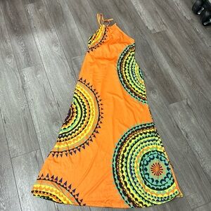 Orange plus size sun dress size 2XL 95% polyester 5% spandex new without tags